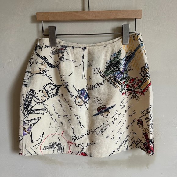 Moschino Vintage Couture Graphic Mini Skirt Sz 8 - Picture 2 of 5